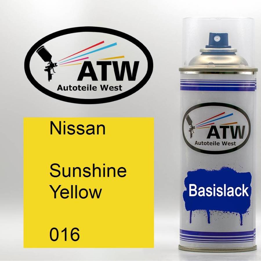 Nissan, Sunshine Yellow, 016: 400ml Sprühdose, von ATW Autoteile West.